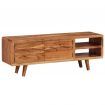 TV Cabinet Solid Acacia Wood with Carved Doors 117x30x40 cm