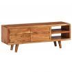 TV Cabinet Solid Acacia Wood with Carved Doors 117x30x40 cm