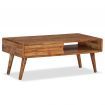 Coffee Table Solid Wood with Carved Drawer 100x50x40 cm