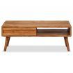 Coffee Table Solid Wood with Carved Drawer 100x50x40 cm