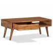 Coffee Table Solid Wood with Carved Drawer 100x50x40 cm