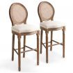 Bar Chairs 2 pcs White Linen