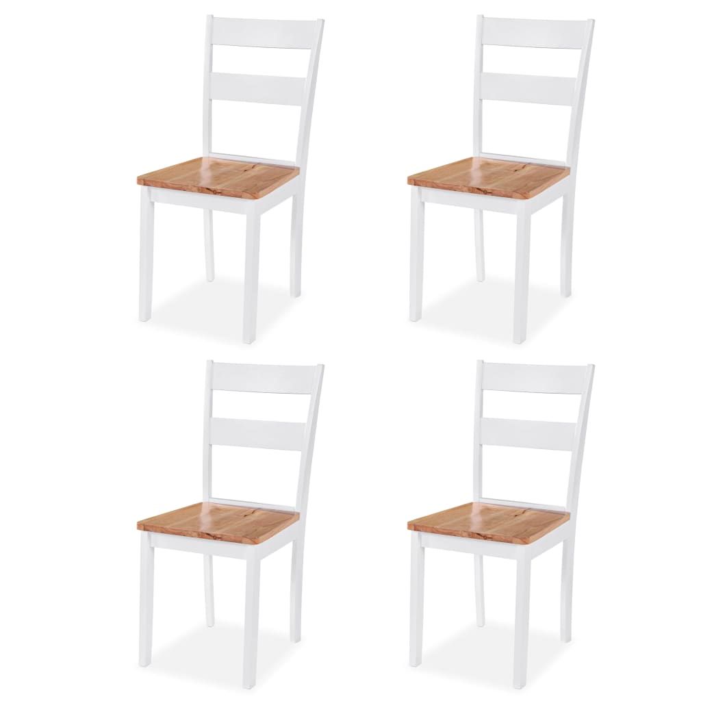 Dining Chairs 4 pcs White Solid Rubber Wood