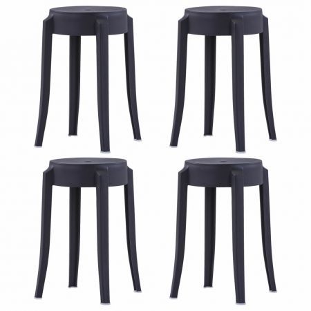 Stackable Stools 4 pcs Black Plastic