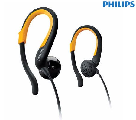 Philips SHS4800 In Ear Adjustable Earhook Headphones/Earphones - Yellow & Black