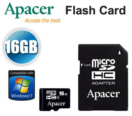 FREE SHIPPING! Apacer 16GB MicroSDHC Micro SD HC SDHC MicroSD High Capacity Memory Card 16G 16 GB  with MicroSD Adapter Class 4