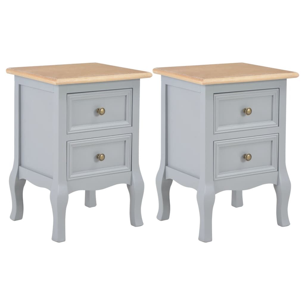 Bedside Cabinets 2 pcs Grey 35x30x49 cm MDF