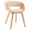 Dining Chair Cream Bent Wood and Faux Leather