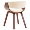 Dining Chair Cream Bent Wood and Faux Leather