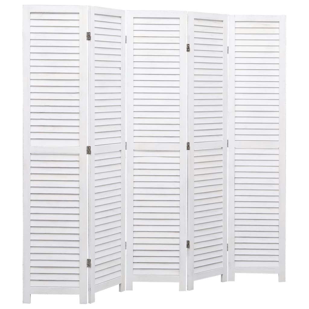 5-Panel Room Divider White 175x165 cm Wood