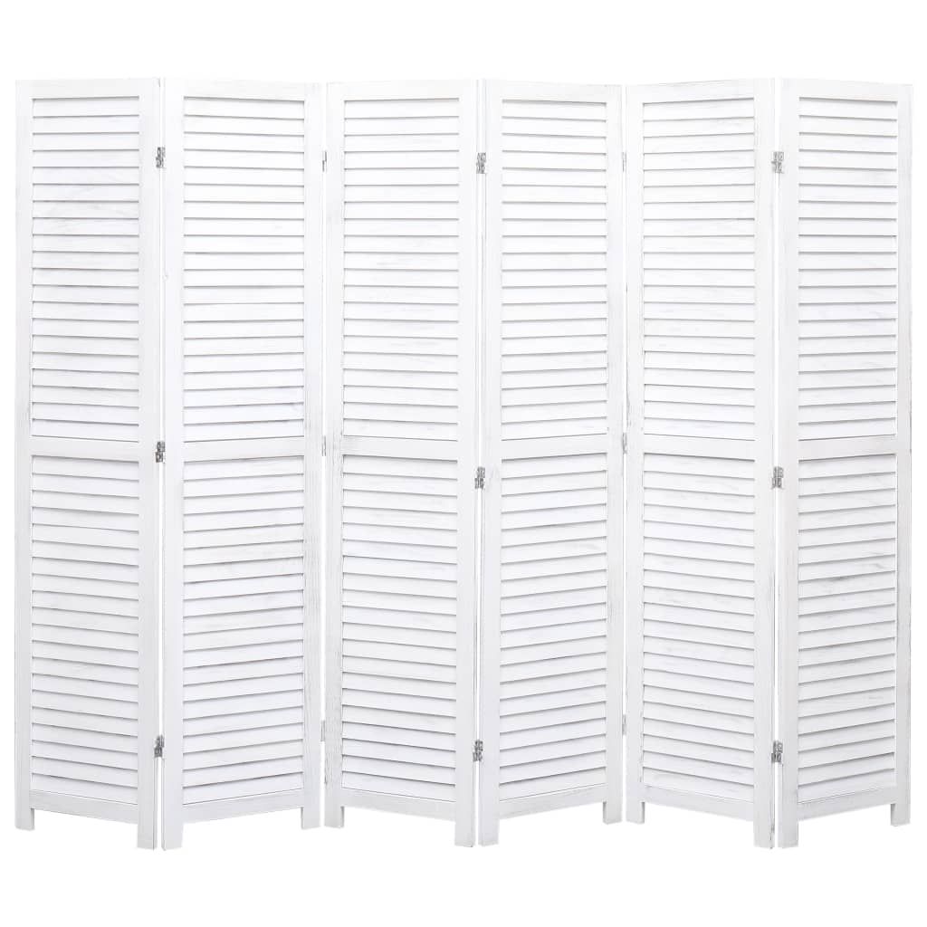 6-Panel Room Divider White 210x165 cm Wood