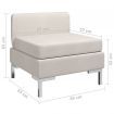 Sectional Middle Sofa with Cushion Fabric Cream