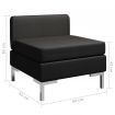 Sectional Middle Sofa with Cushion Fabric Black