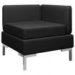 Sectional Corner Sofa with Cushion Fabric Black