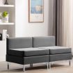 Sectional Middle Sofas 2 pcs with Cushions Fabric Dark Grey