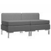 Sectional Middle Sofas 2 pcs with Cushions Fabric Dark Grey