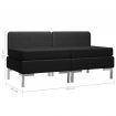 Sectional Middle Sofas 2 pcs with Cushions Fabric Black