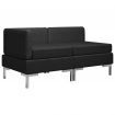 2 Piece Sofa Set Fabric Black