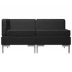 2 Piece Sofa Set Fabric Black