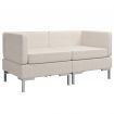 Sectional Corner Sofas 2 pcs with Cushions Fabric Cream