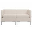 Sectional Corner Sofas 2 pcs with Cushions Fabric Cream