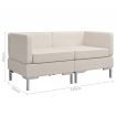 Sectional Corner Sofas 2 pcs with Cushions Fabric Cream