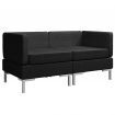 Sectional Corner Sofas 2 pcs with Cushions Fabric Black