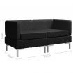 Sectional Corner Sofas 2 pcs with Cushions Fabric Black