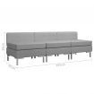 Sectional Middle Sofas 3 pcs with Cushions Fabric Light Grey