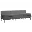 Sectional Middle Sofas 3 pcs with Cushions Fabric Dark Grey