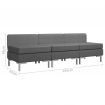 Sectional Middle Sofas 3 pcs with Cushions Fabric Dark Grey