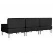 Sectional Middle Sofas 3 pcs with Cushions Fabric Black