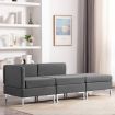 3 Piece Sofa Set Fabric Dark Grey