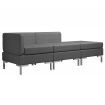 3 Piece Sofa Set Fabric Dark Grey
