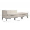 3 Piece Sofa Set Fabric Cream