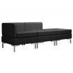 3 Piece Sofa Set Fabric Black