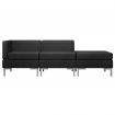 3 Piece Sofa Set Fabric Black