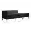3 Piece Sofa Set Fabric Black