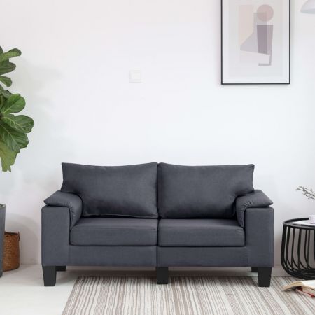 2-Seater Sofa Dark Grey Fabric