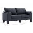 2-Seater Sofa Dark Grey Fabric