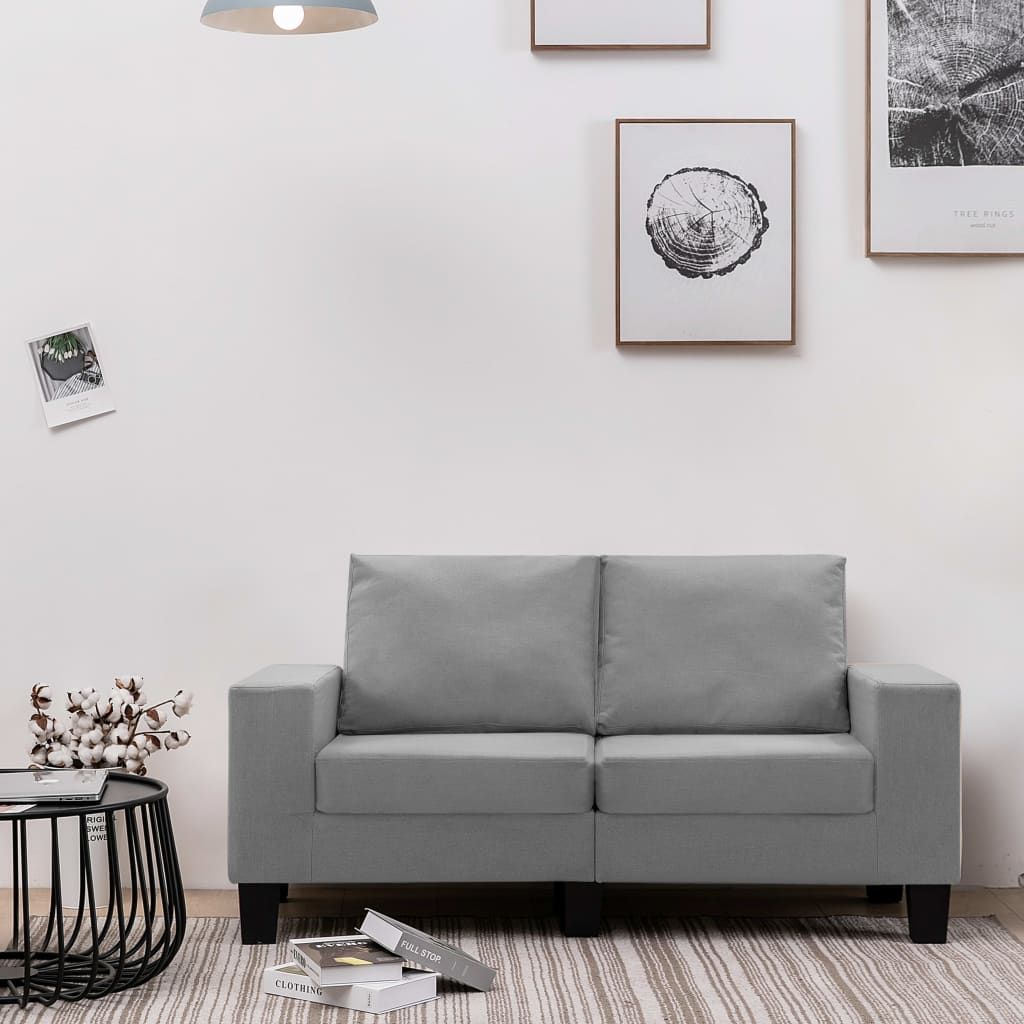 2-Seater Sofa Light Grey Fabric