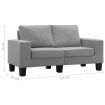 2-Seater Sofa Light Grey Fabric