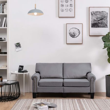 2-Seater Sofa Light Grey Fabric