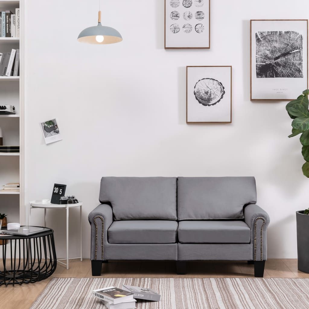 2-Seater Sofa Light Grey Fabric