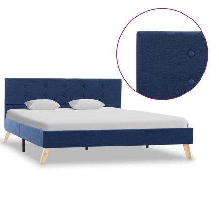 Bed Frame Blue Fabric 137x187 cm