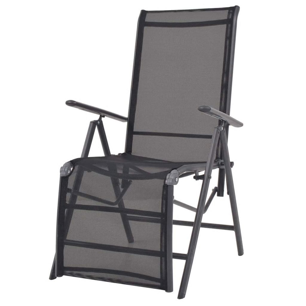 Reclining Deck Chair Aluminium and Textilene Black