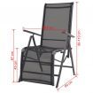 Reclining Deck Chair Aluminium and Textilene Black