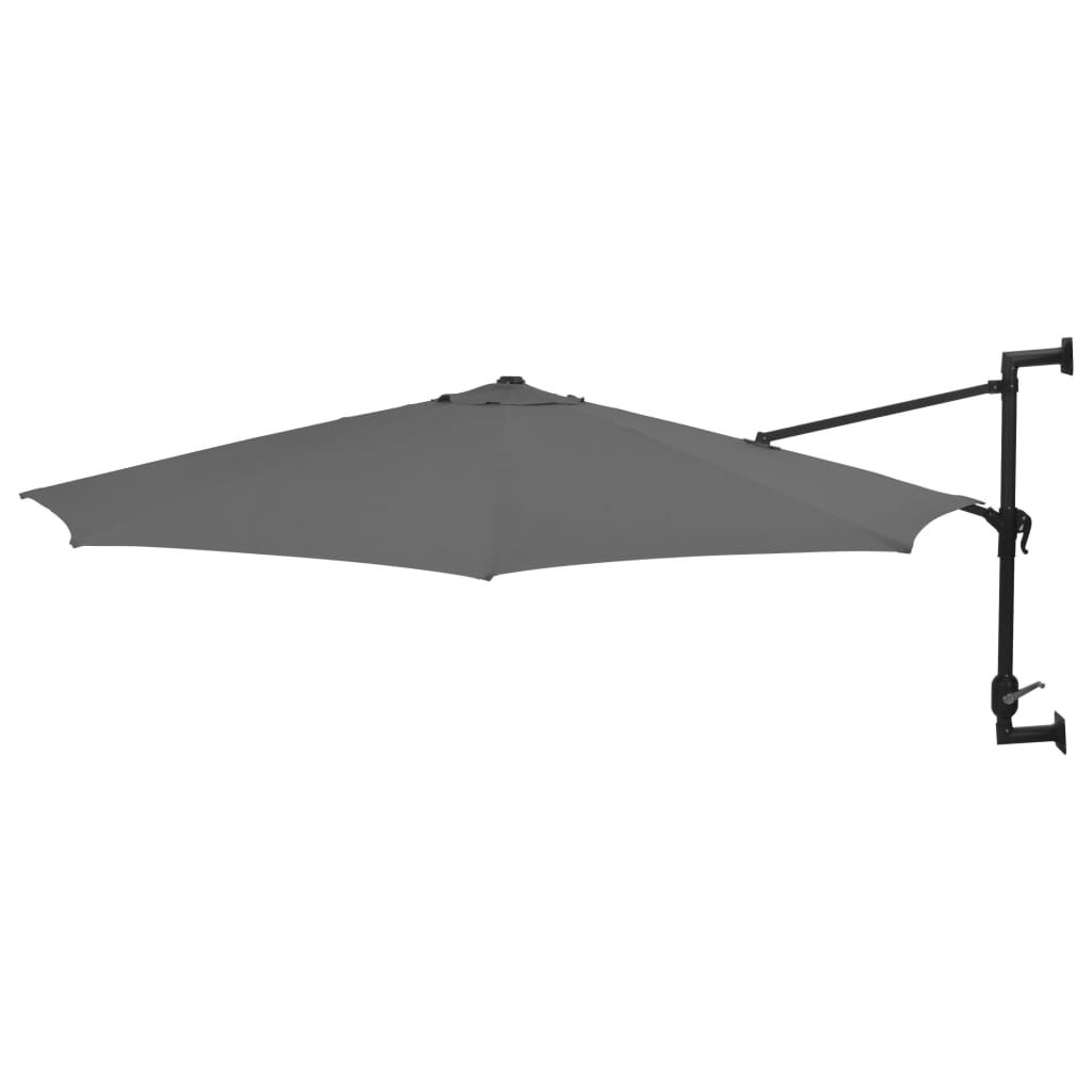 Wall-Mounted Parasol with Metal Pole 300 cm Anthracite