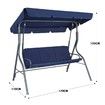 3 Seater Swing Chair with Cushion and Canopy for Outdoor Garden Patio Navy Blue