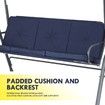 3 Seater Swing Chair with Cushion and Canopy for Outdoor Garden Patio Navy Blue